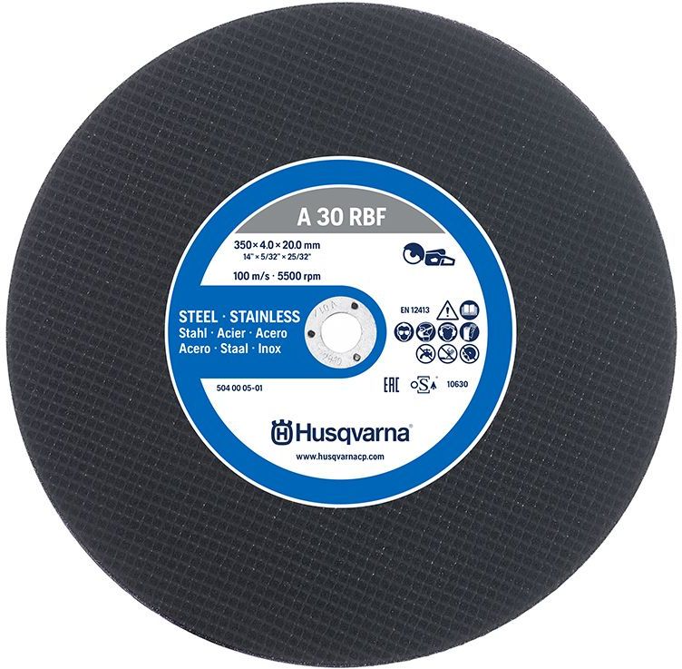 HUSQVARNA CONSTRUCTION Vari-Disc Steel A 30-RBF Диск карбофлексен за рязане на метал и неръждавейка ф350 мм 25.4 мм (504 00 05-03)