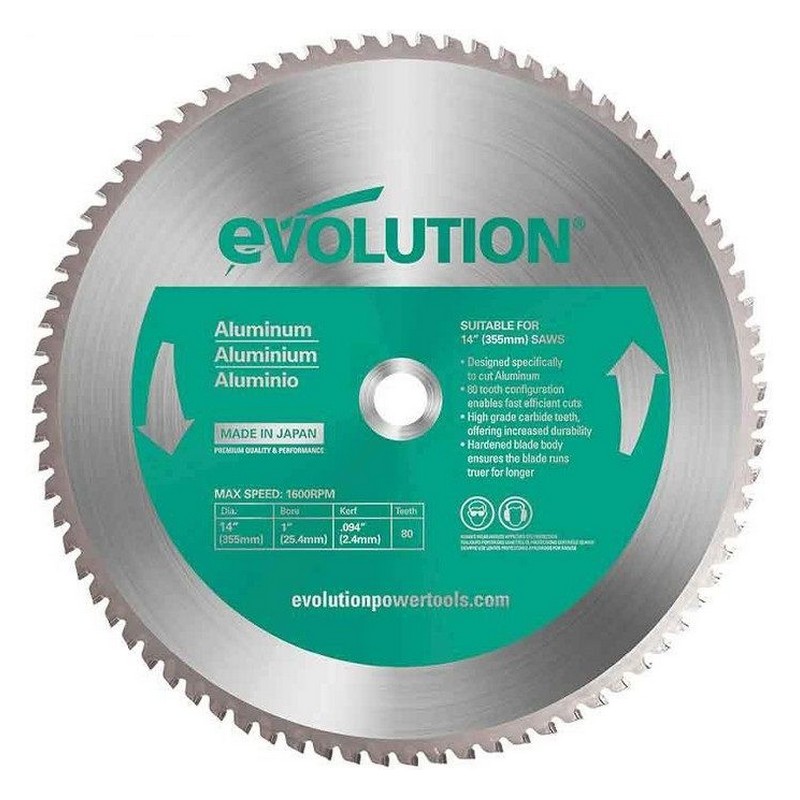 EVOLUTION Циркулярен диск за алуминий ф355 мм 80T (A355TCT-80CS)