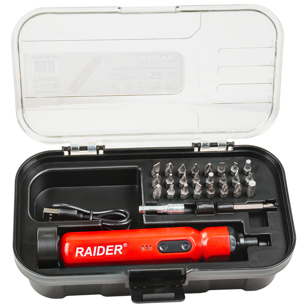 Акумулаторна отвертка Raider RD-CSC05, 3.6 V, 1.5 Ah, 26 аксесоара (031129) - от Etools.bg Акумулаторна отвертка Raider RD-CSC05, 3.6 V, 1.5 Ah, 26 аксесоара (031129)