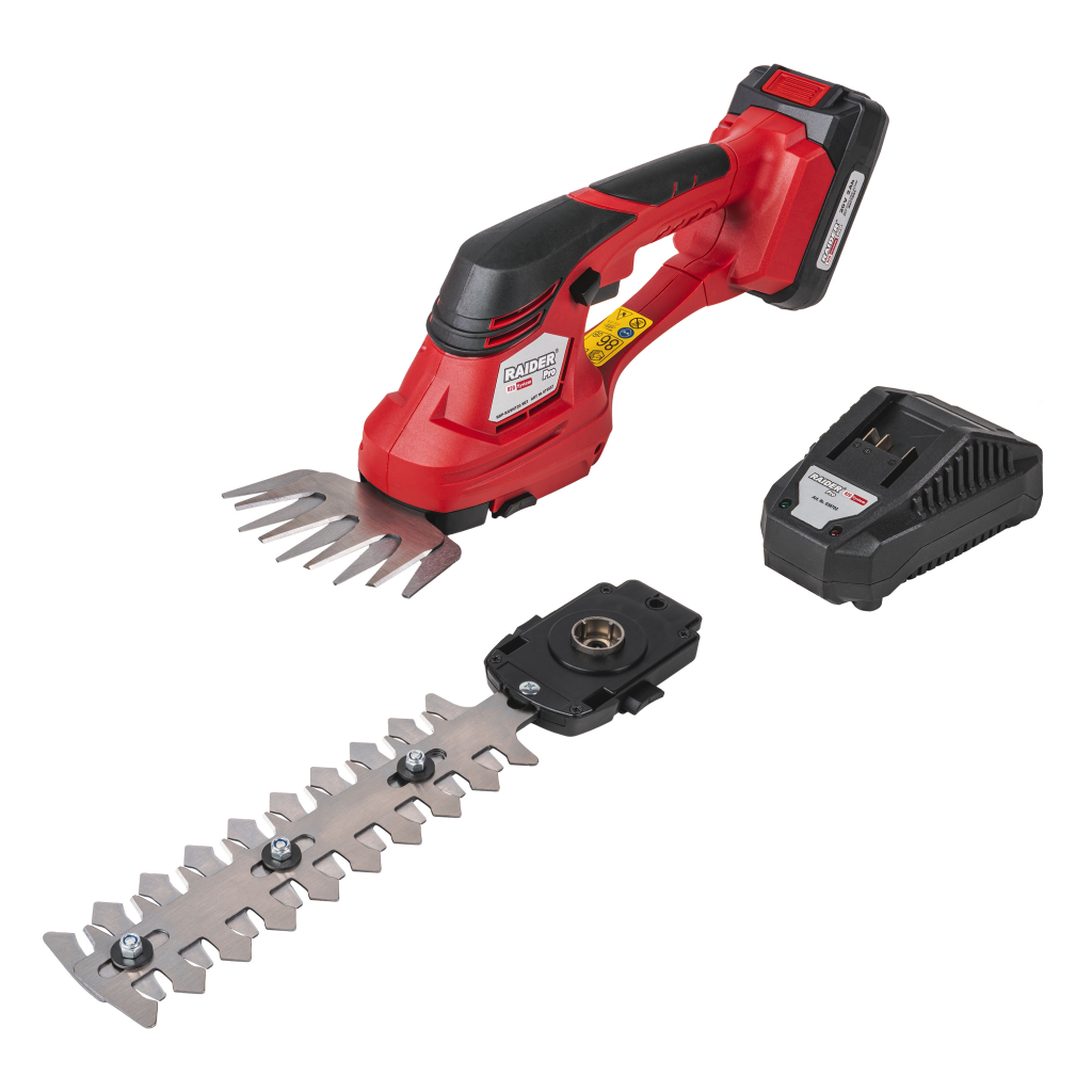 Акумулаторна ножица за трева и храсти Raider RDP-KGSHT20, 20 V, 2 Ah, 200 мм (075557)