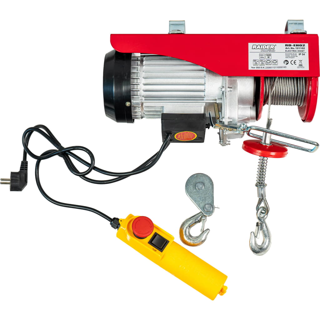 Електрически телфер Raider RD-EH02, до 500 кг, 6 м, 1020 W (121102)