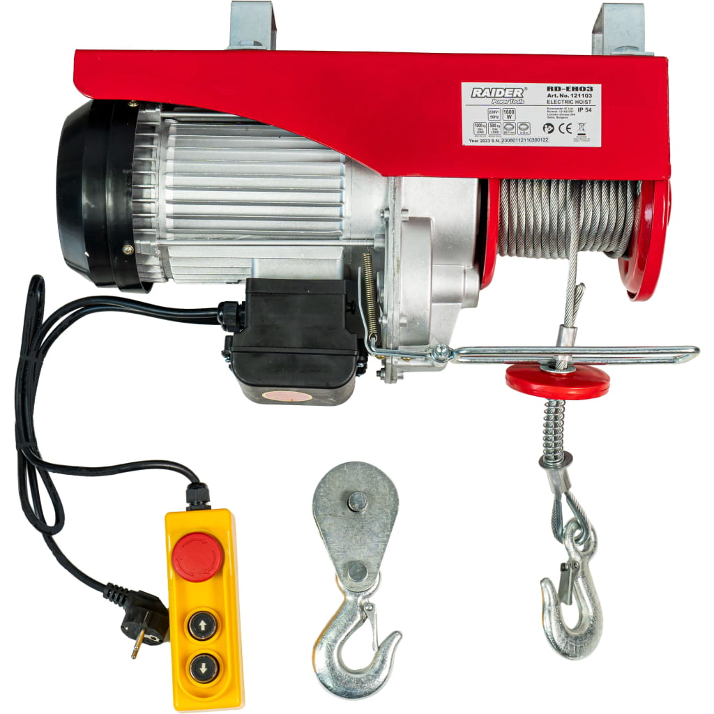 Електрически телфер Raider RD-EH03, до 1000 кг, 6 м, 1600 W (121103)