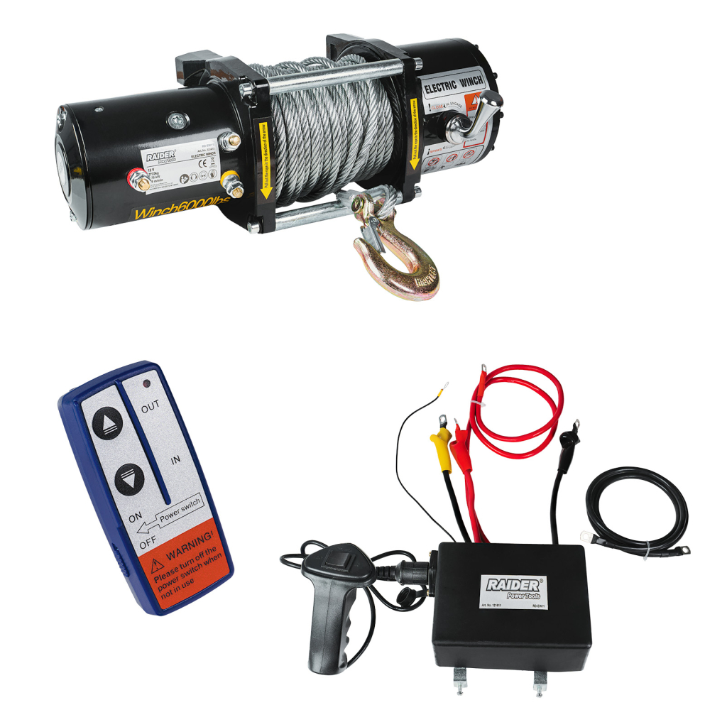 Електрическа автолебедка Raider RD-EW11, 12 V, до 2722 кг, 2760 W, ф7.2 мм, 24 м (121611) - от Etools.bg Електрическа автолебедка Raider RD-EW11, 12 V, до 2722 кг, 2760 W, ф7.2 мм, 24 м (121611)