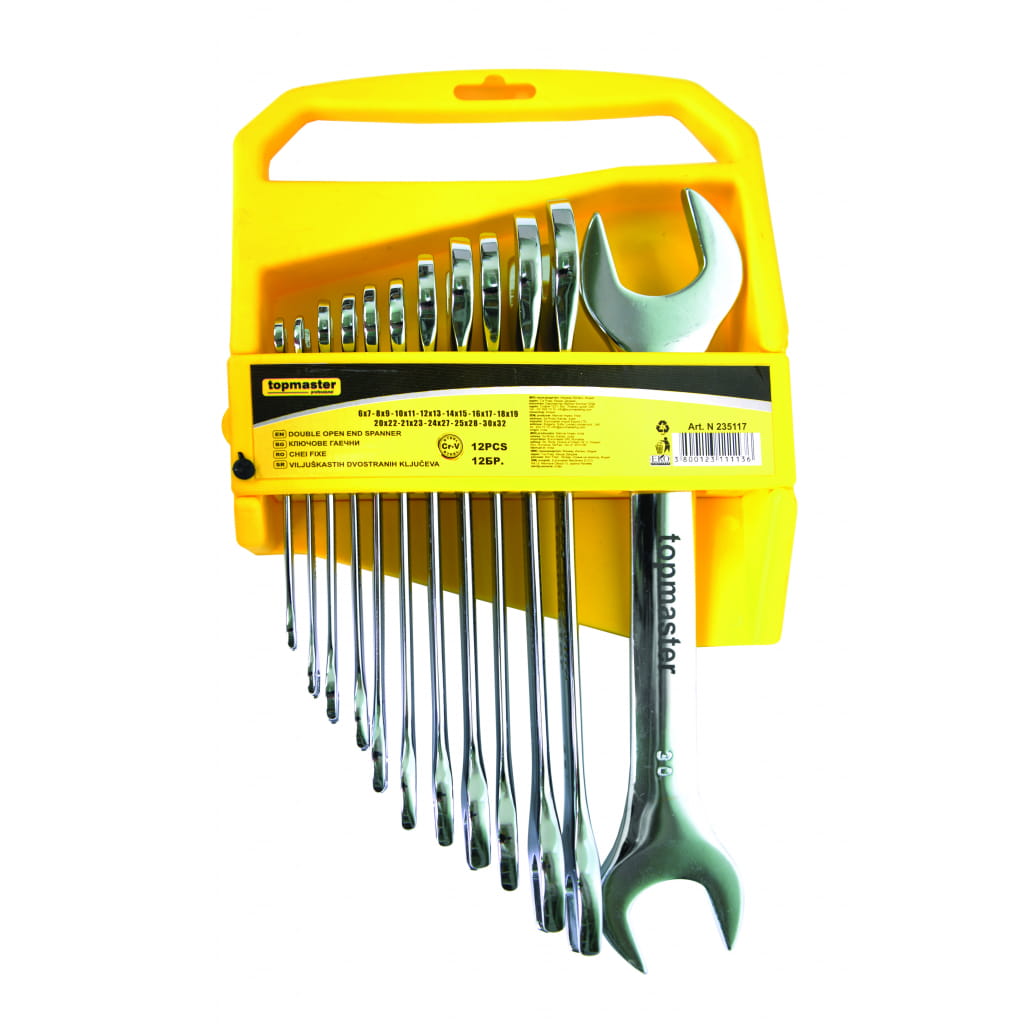 Комплект гаечни ключове на стойка Topmaster 235117, 12 бр, 6-32 мм (235117) - от Etools.bg Комплект гаечни ключове на стойка Topmaster 235117, 12 бр, 6-32 мм (235117)