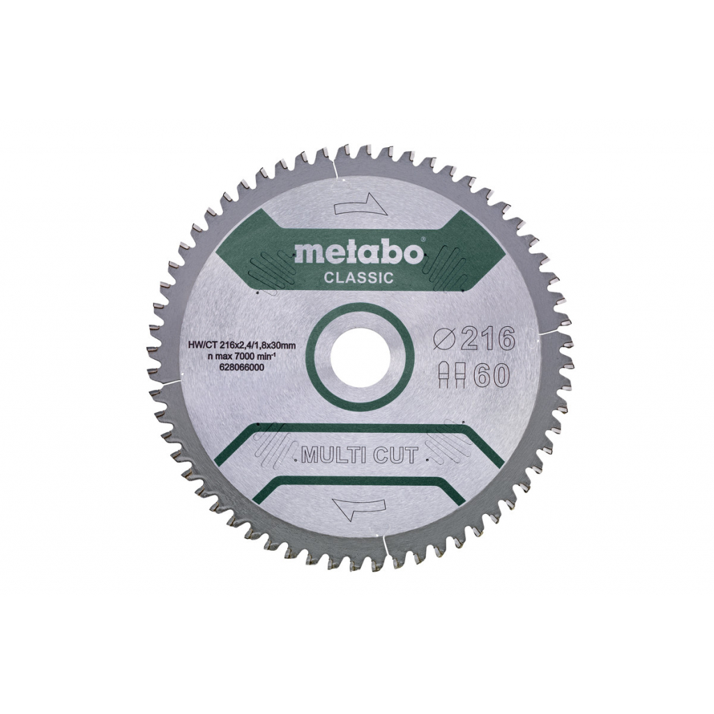Циркулярен диск Metabo, ф216x2.4x30 мм, 60 FZ/TZ 5° neg (628066000) - от Etools.bg Циркулярен диск Metabo, ф216x2.4x30 мм, 60 FZ/TZ 5° neg (628066000)