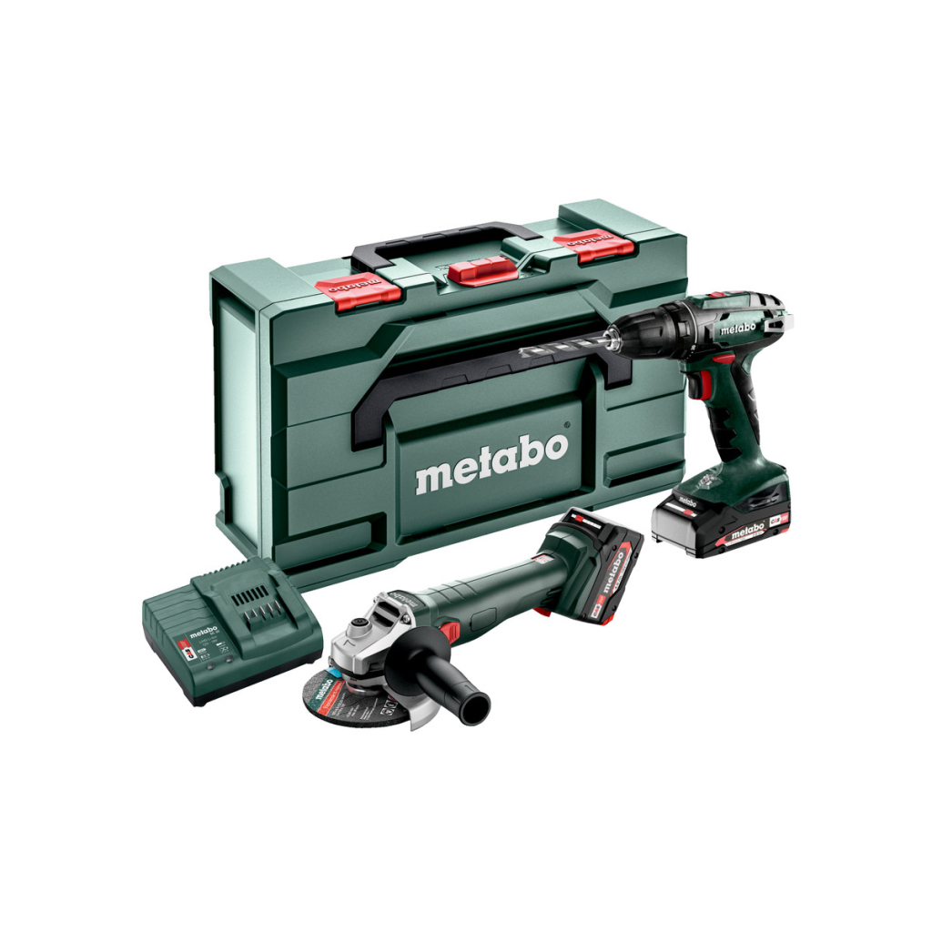 Комплект акумулаторен винтоверт и ъглошлайф Metabo BS+W7, 18 V, 2-4Ah (685234000) - от Etools.bg Комплект акумулаторен винтоверт и ъглошлайф Metabo BS+W7, 18 V, 2-4Ah (685234000)