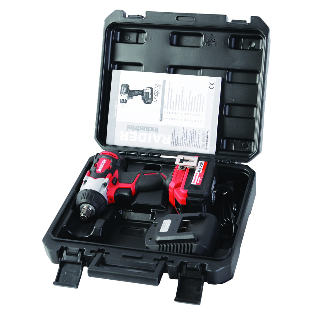 Акумулаторен ударен гайковерт Raider Industrial RDI-IBW01, 20 V, 4 Ah, 320 Nm (031301)