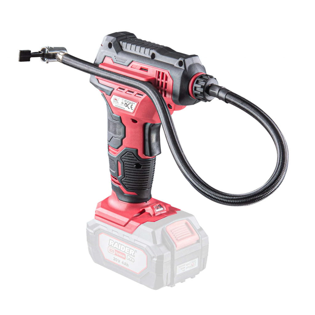 Акумулаторен мини компресор за въздух Raider RDP-SAC20 R 20, 20 V, 7 бара, 30 л/мин, без батерии и зарядно устройство (089410)