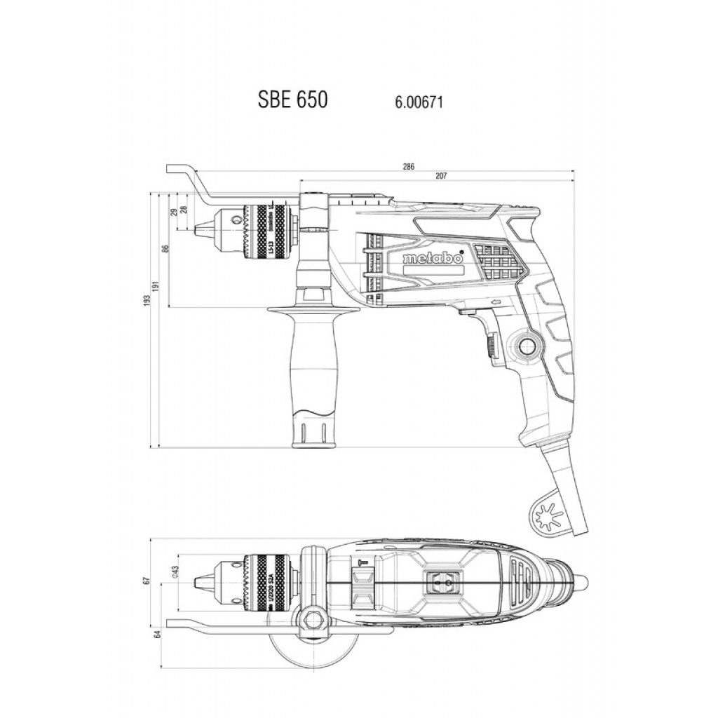 Електрическа ударна бормашина Metabo SBE 650, 650 W (600671850)