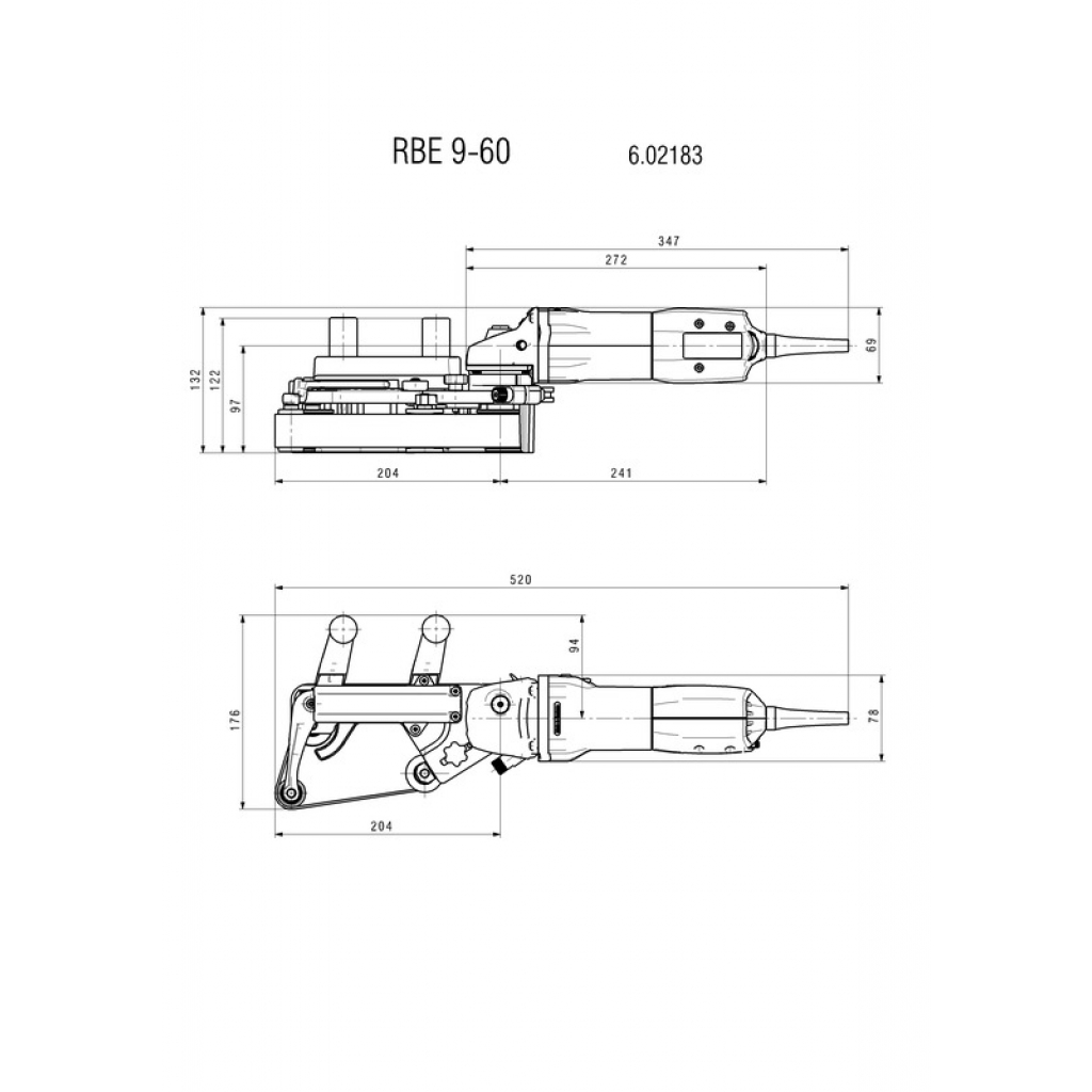 Електрически шлайф за тръби Metabo RBE 9-60 SET, 900 W, до ф 60 мм (602183510)