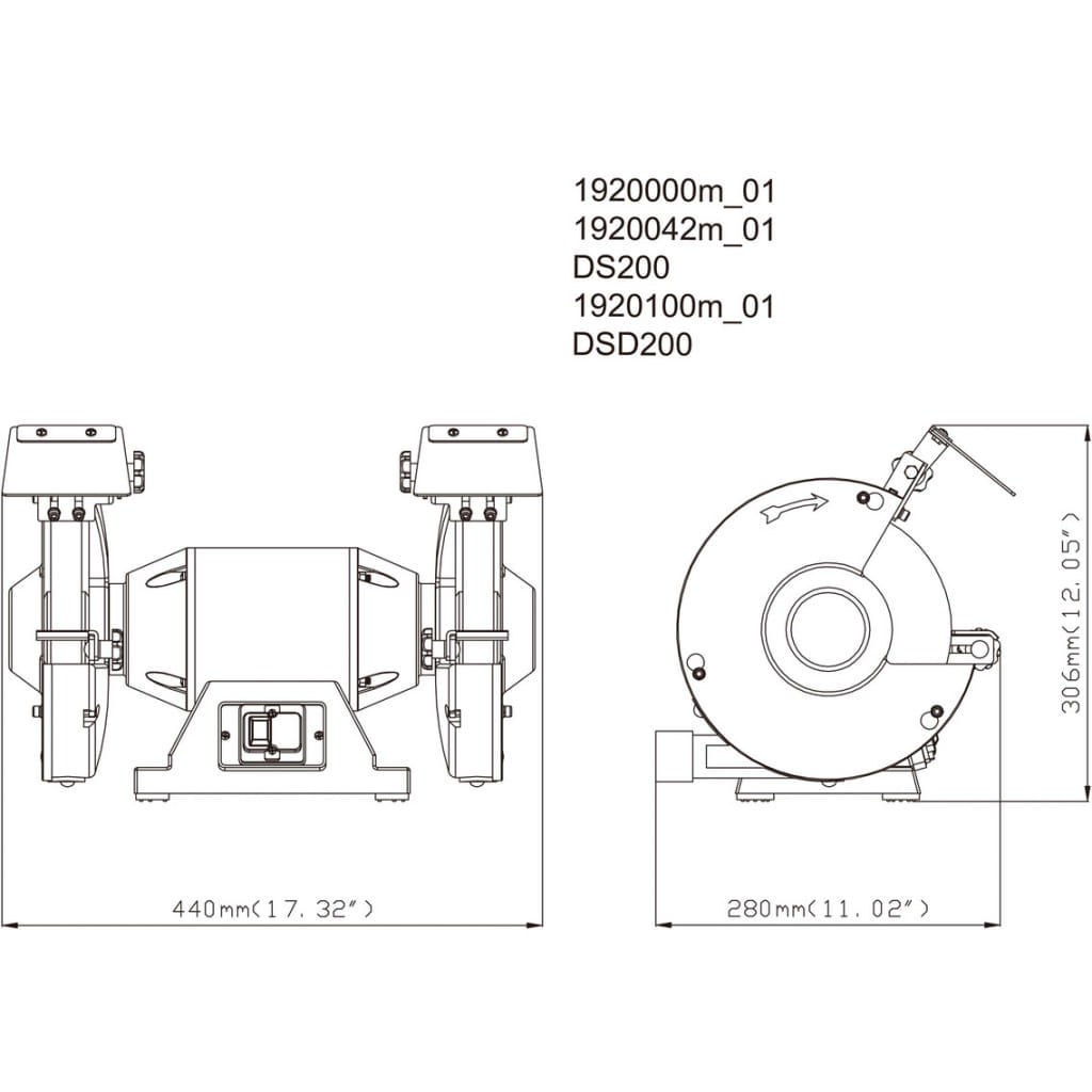 Електрически шмиргел Metabo DS 200, 600 W, ф 200 мм (619200000)