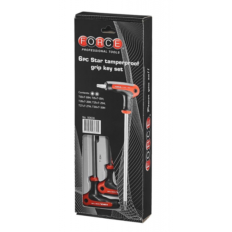 Комплект г-образни шестограми Torx с отвор Force, 6 бр. (JN62051) - от Etools.bg Комплект г-образни шестограми Torx с отвор Force, 6 бр. (JN62051)