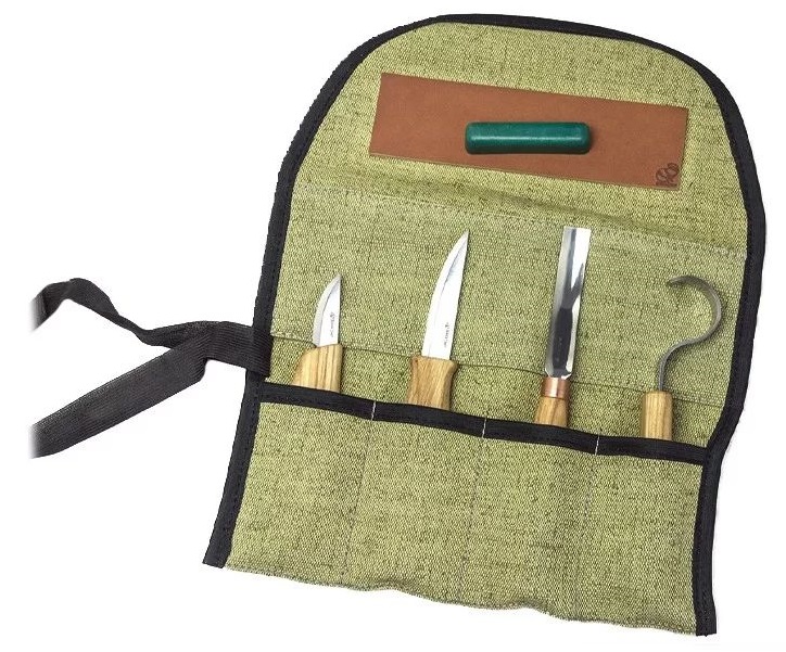 Комплект ножове за изработка на лъжици в брезентов калъф BeaverCraft S43 - от Etools.bg Комплект ножове за изработка на лъжици в брезентов калъф BeaverCraft S43