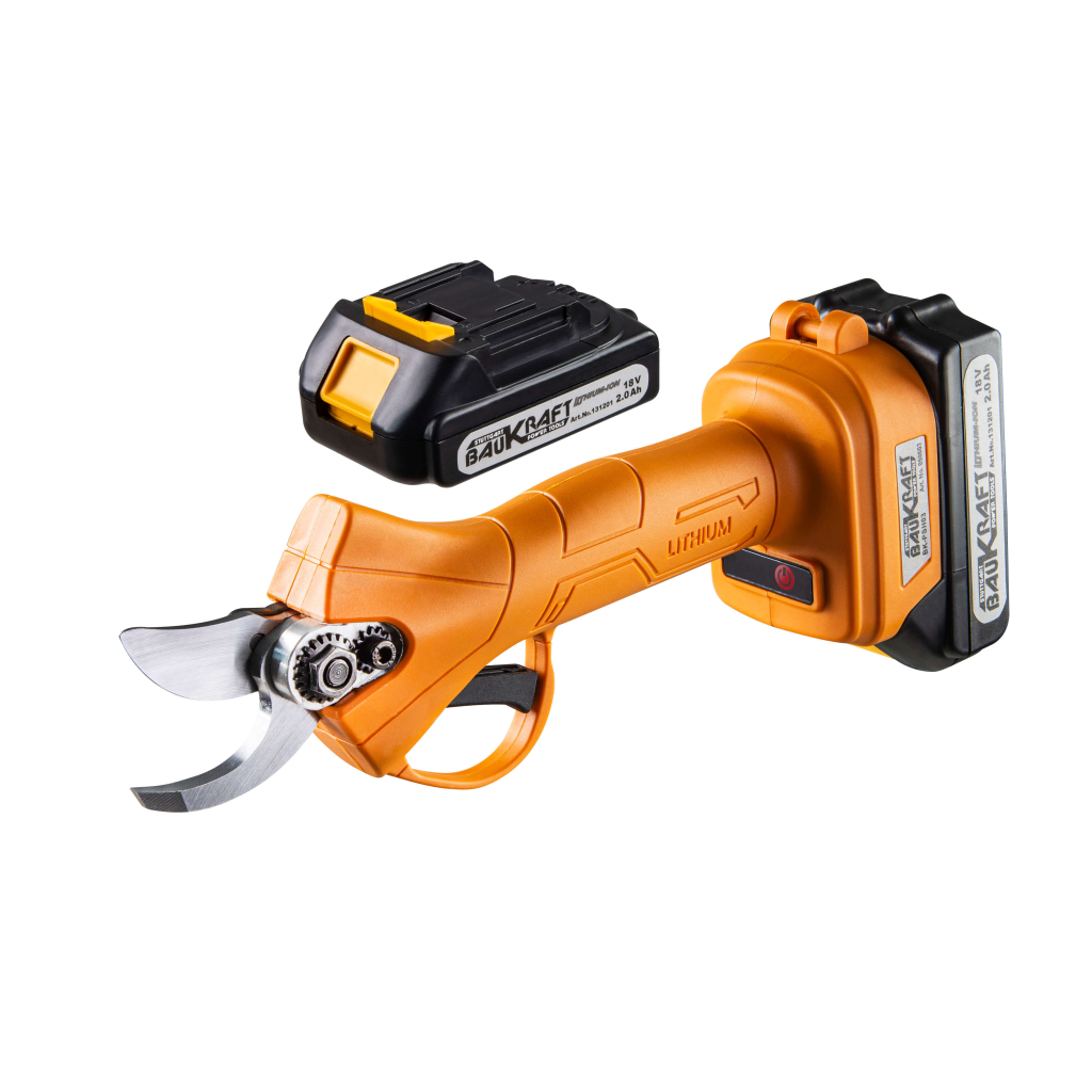 Акумулаторна лозарска ножица Baukraft BK-PSH03, 18 V, 2x2 Ah, 25 мм - от Etools.bg Акумулаторна лозарска ножица Baukraft BK-PSH03, 18 V, 2x2 Ah, 25 мм