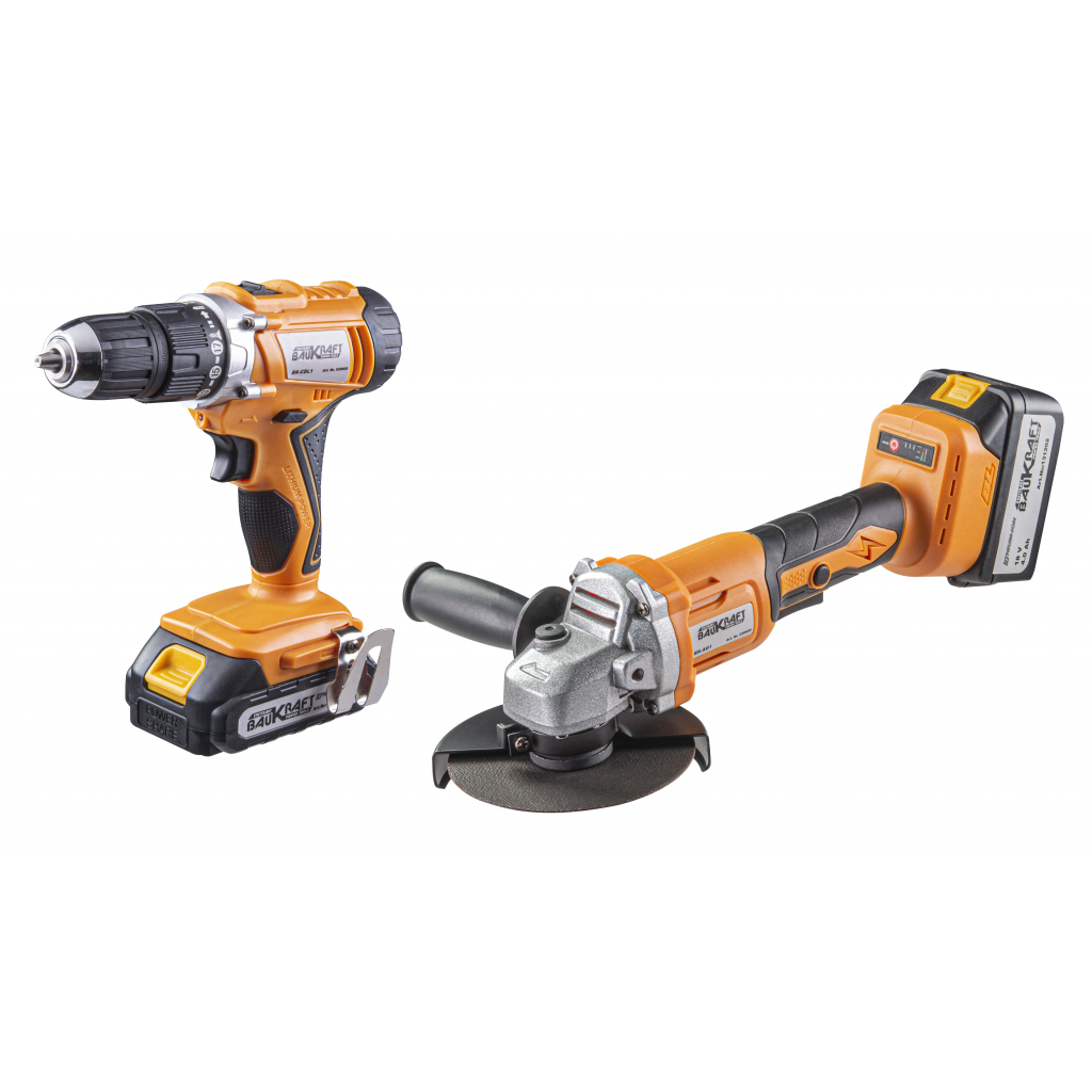 Комплект акумулаторни инструменти BK-AG1 BK-CDL1 Baukraft BK-AGCDL1, 18 V