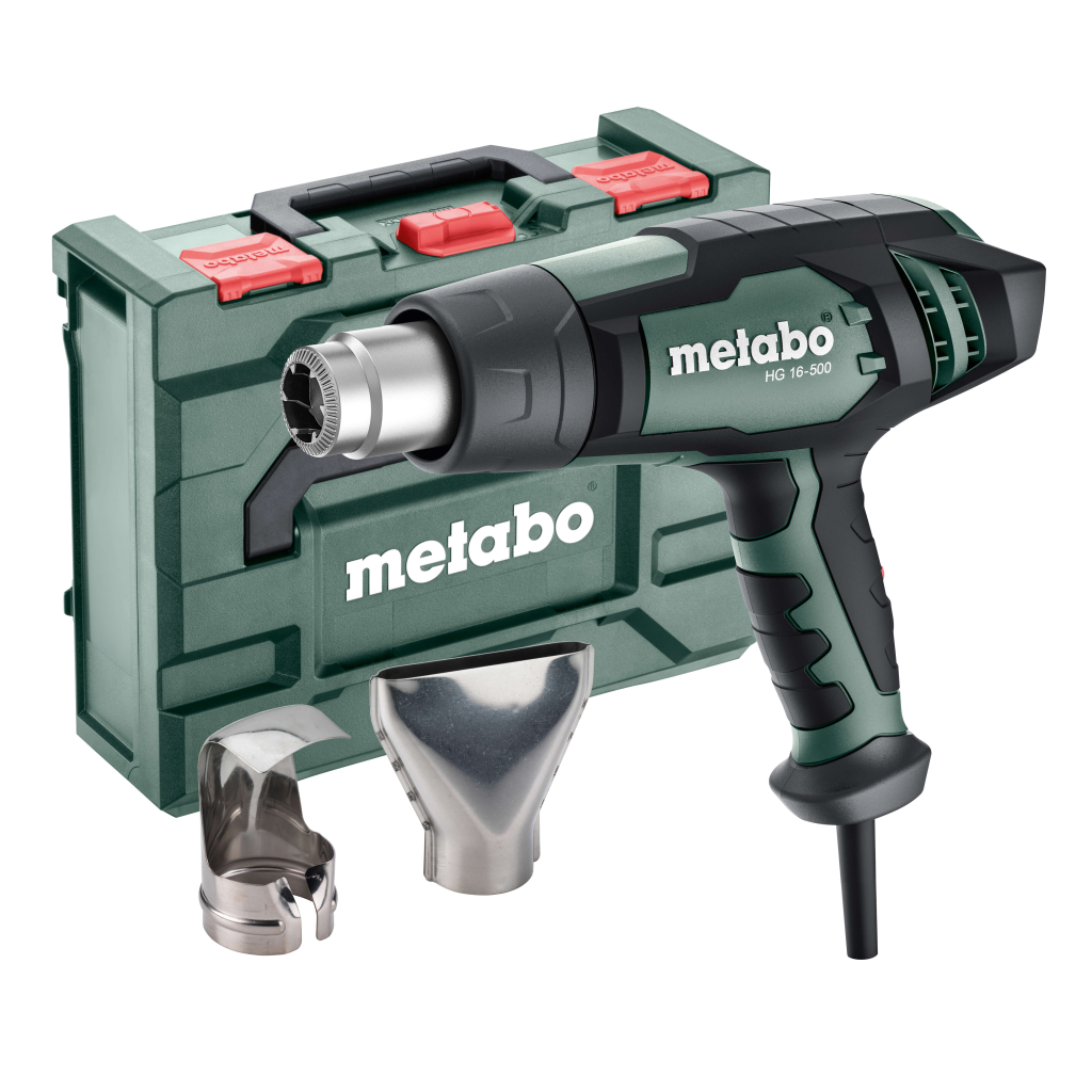 Електрически пистолет за горещ въздух в MetaboX с дюзи Metabo H 16-500, 1600 W, до 500 °C - от Etools.bg Електрически пистолет за горещ въздух в MetaboX с дюзи Metabo H 16-500, 1600 W, до 500 °C