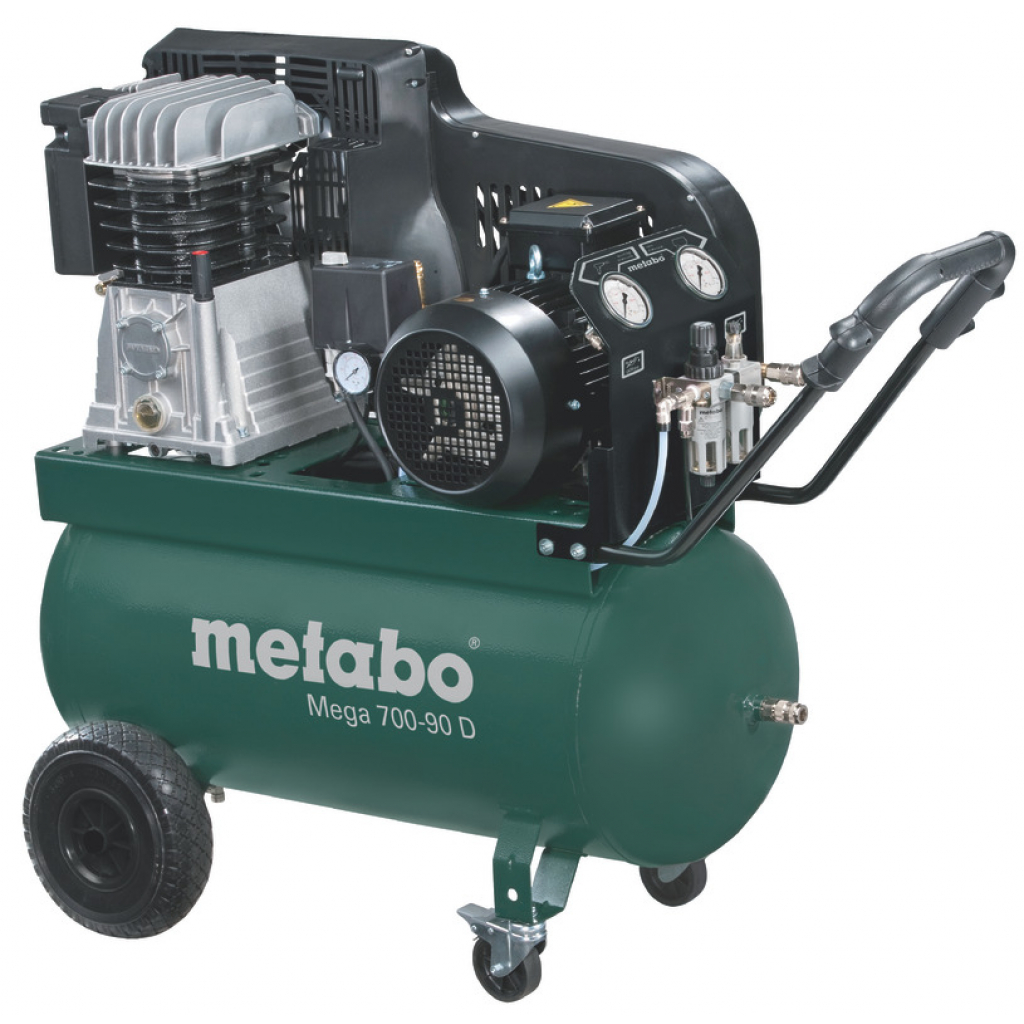 Електрически компресор Metabo MEGA 700-90 D, 4000 W, 90 л, 400 V - от Etools.bg Електрически компресор Metabo MEGA 700-90 D, 4000 W, 90 л, 400 V