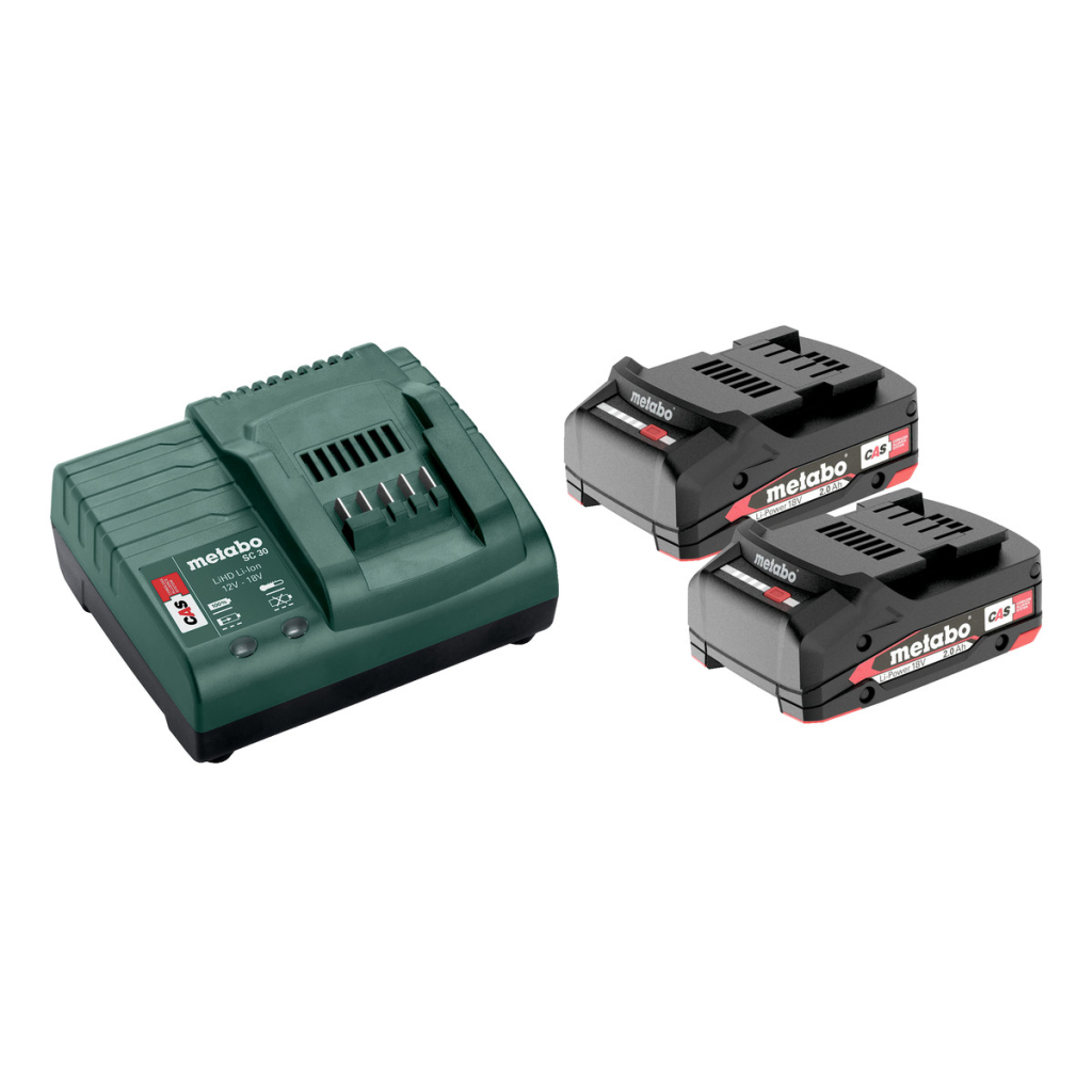 Комплект акумулаторни батерии и зарядно устройство Metabo SC 30, 18 V, 2x2 Ah