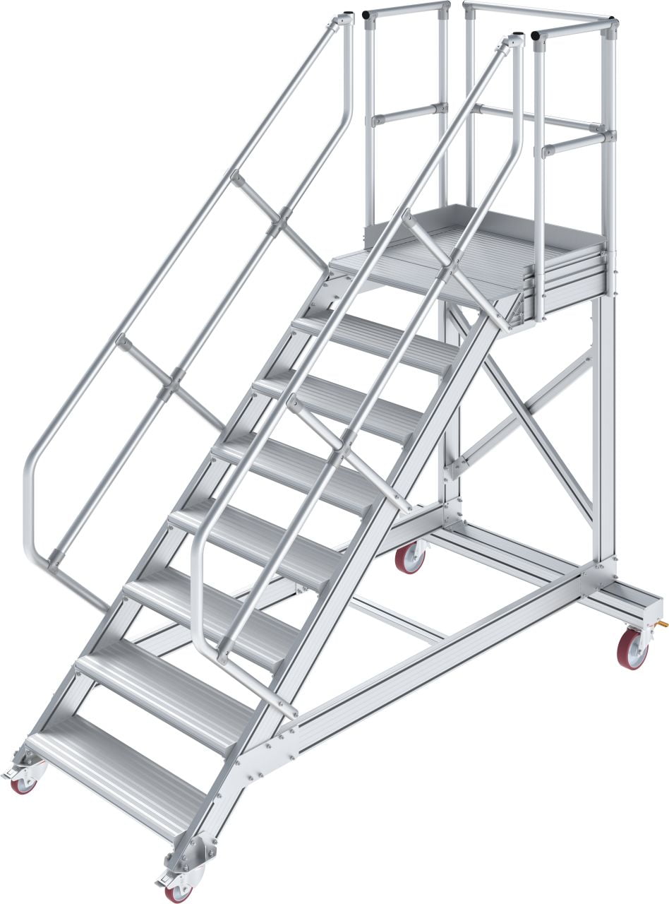 Мобилно алуминиево стълбище с платформа Krause, 1x8, наклон 45° (07827876)