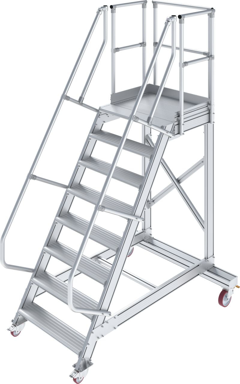 Мобилно алуминиево стълбище с платформа Krause, 1x8, наклон 60° (07828675)