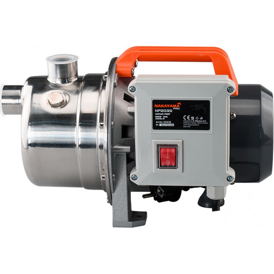 Електрическа монофазна самозасмукваща помпа за вода Nakayama Pro NP2035, INOX, 800 W, 38 м, 3500 л/ч (034636)