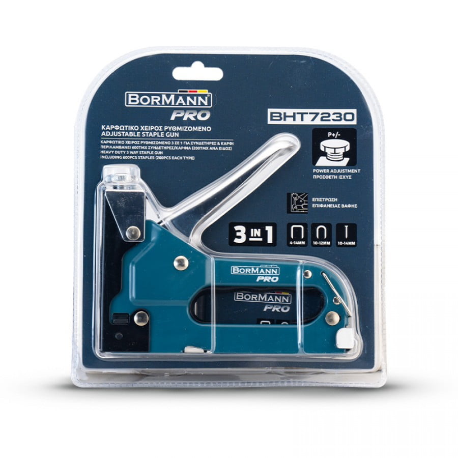 Ръчен такер с консумативи Bormann Pro BHT7230, 4-14 мм, 600 броя (047254) - от Etools.bg Ръчен такер с консумативи Bormann Pro BHT7230, 4-14 мм, 600 броя (047254)