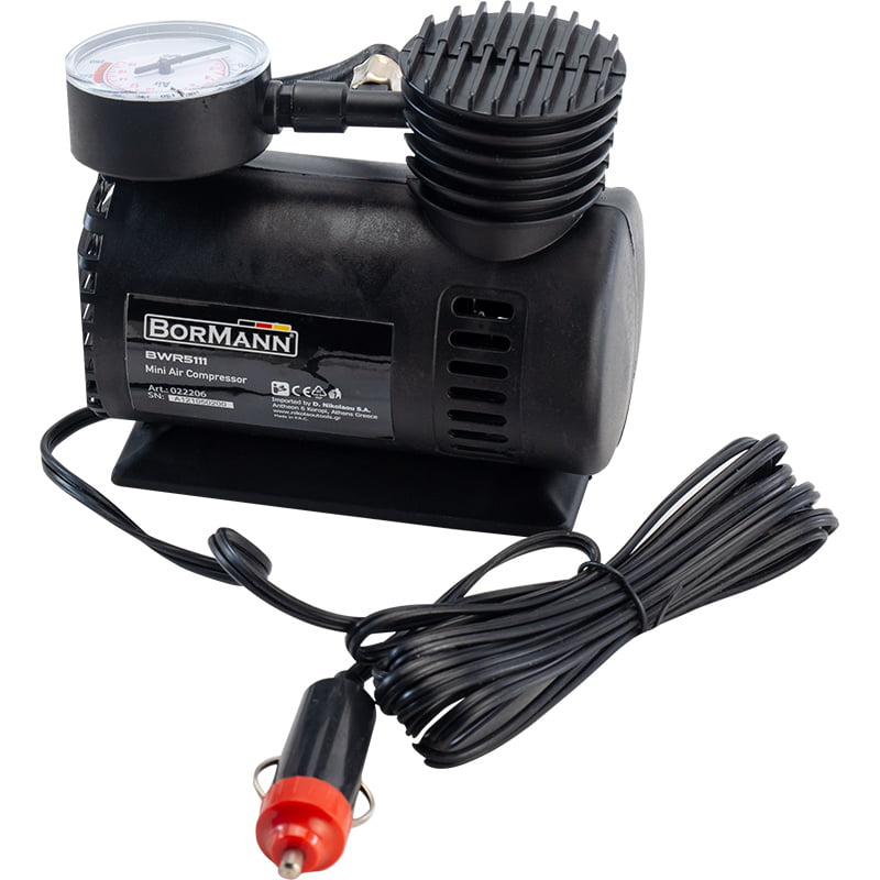 Електрически мини компресор за въздух Bormann BWR5111, 12 V, 18 бара, за помпане на гуми (022206)