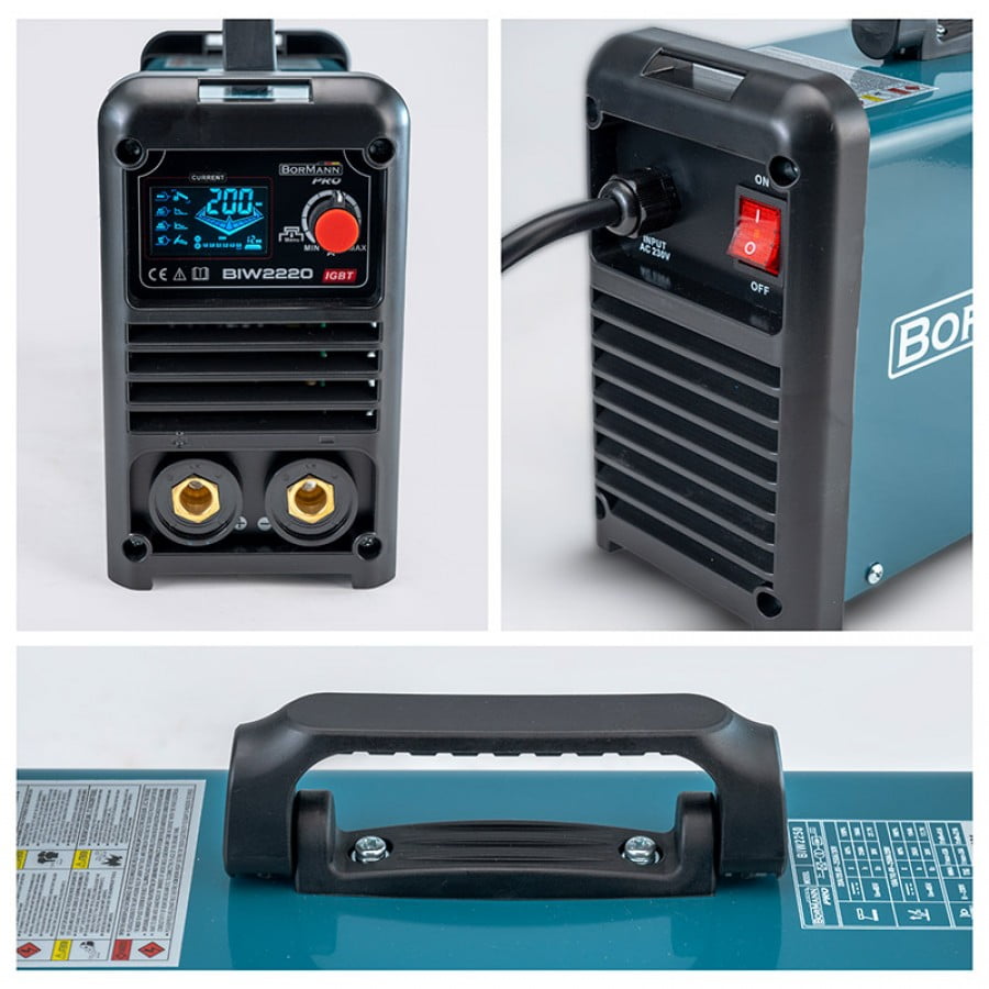 Инверторен електрожен с аксесоари Bormann Pro BIW2220, MMA, IGBT, 230 V, 200 А (061977)