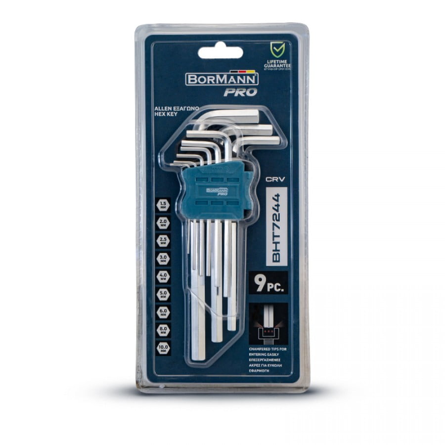Комплект Г-образни шестограми Bormann Pro BHT7244, 9 броя (047339) - от Etools.bg Комплект Г-образни шестограми Bormann Pro BHT7244, 9 броя (047339)