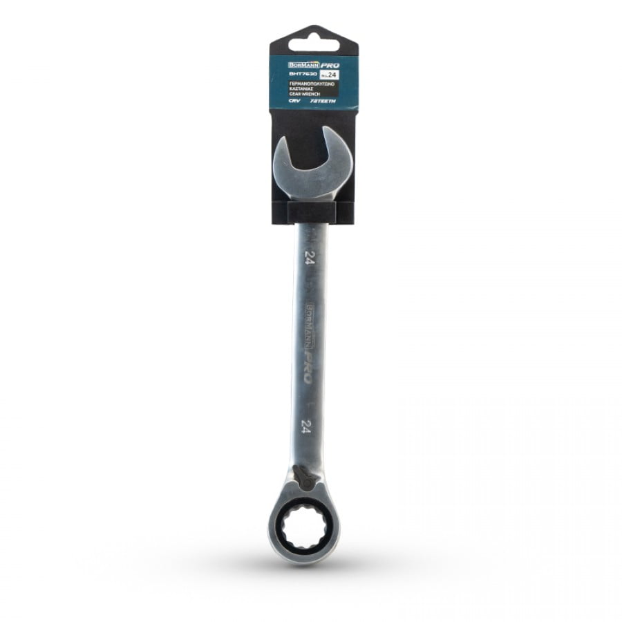 Звeздогаечен ключ с тресчотка Bormann Pro BHT7630, № 24, CR-V (048442) - от Etools.bg Звeздогаечен ключ с тресчотка Bormann Pro BHT7630, № 24, CR-V (048442)
