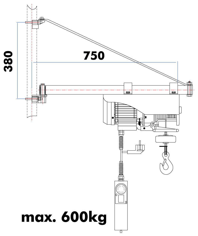 Стойка за телфер Holzmann SA600750, 750 мм, до 600 кг - от Etools.bg Стойка за телфер Holzmann SA600750, 750 мм, до 600 кг