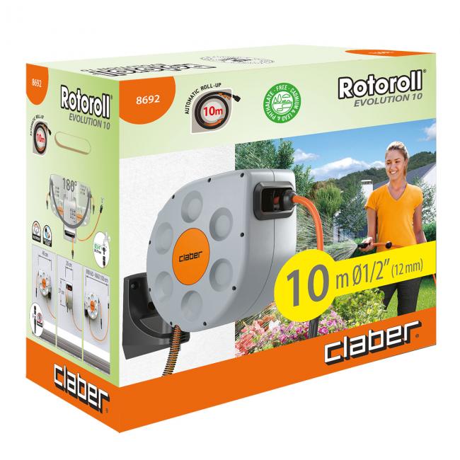 Автоматична стенна макара с маркуч Claber Rotoroll Evolution 10, 10 м (118692)