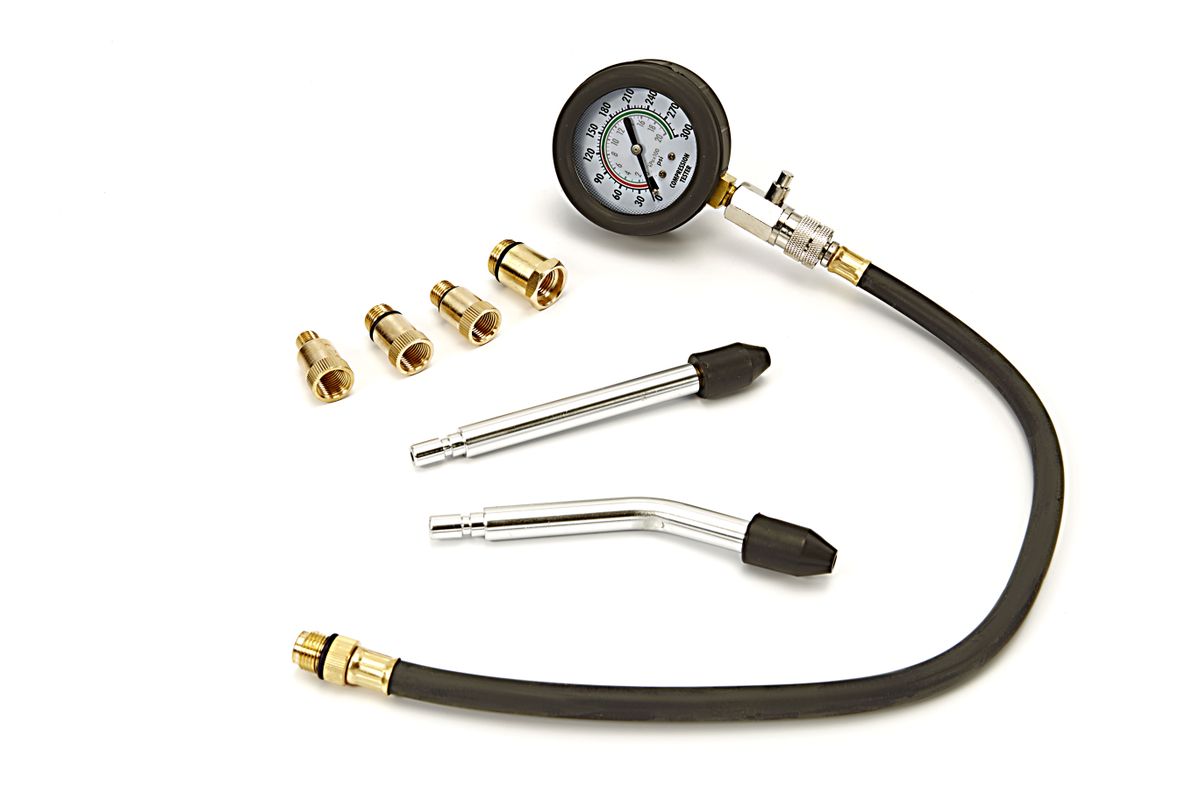 Комплект за тестване на компресия на бензинови двигатели HBM 5342, 0-300 psi, 8 бр. - от Etools.bg Комплект за тестване на компресия на бензинови двигатели HBM 5342, 0-300 psi, 8 бр.