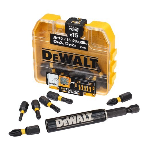 Комплект магнитен адаптор и ударни битове DeWALT DT70577Т, 15 бр. - от Etools.bg Комплект магнитен адаптор и ударни битове DeWALT DT70577Т, 15 бр.