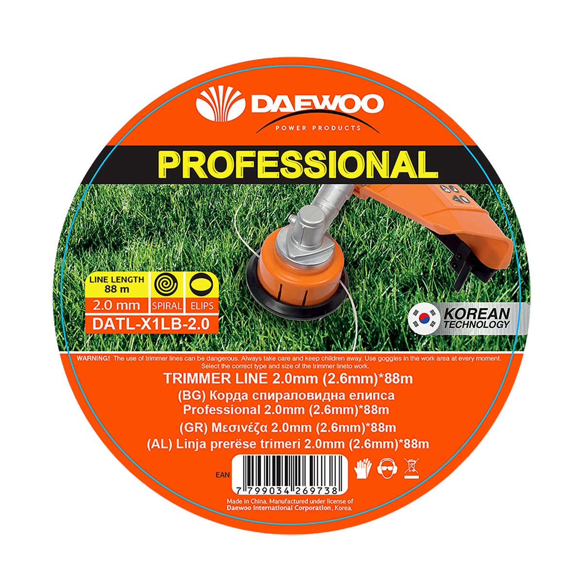 Спираловидна корда Daewoo Professional, 3 мм, 49 м (DATL-X1LB-3.0)