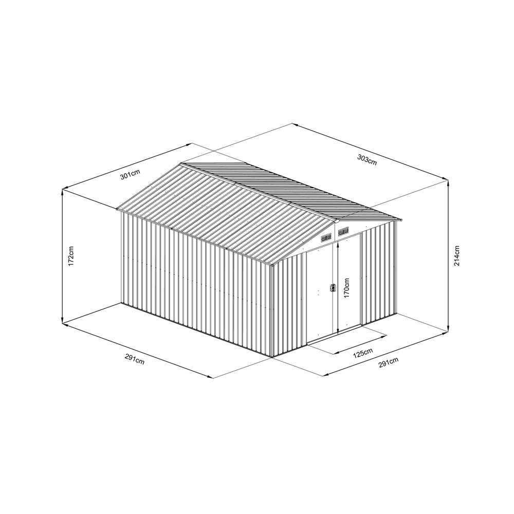 Градинска барака Hecht 10 x 10 PLUS, 302 x 301 x 218 см