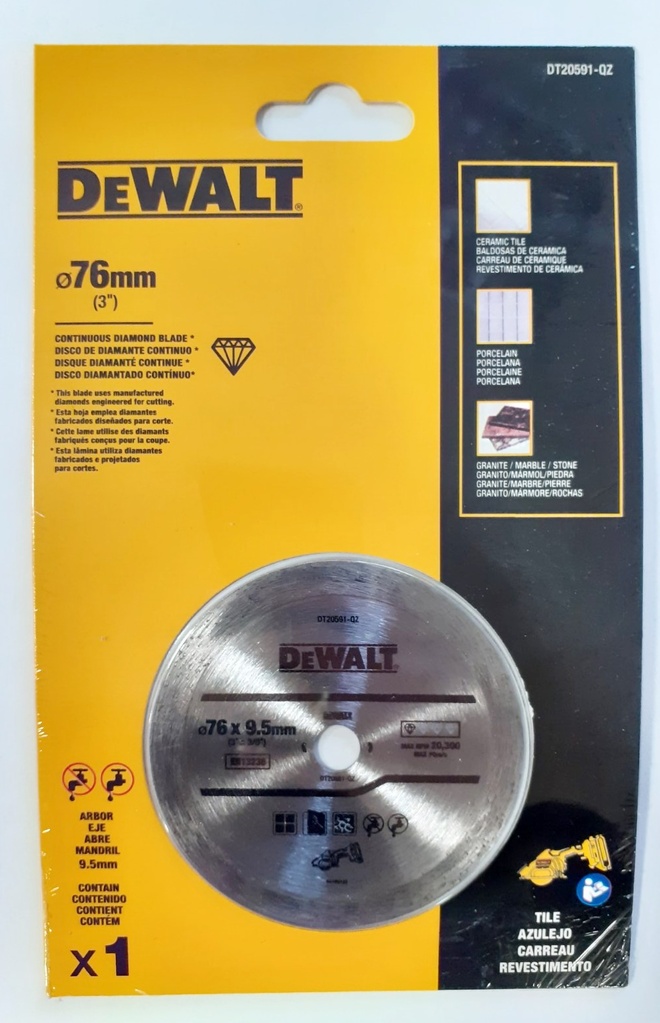 Диамантен диск за рязане на плочки DeWALT DT20591, 76 x 10 мм