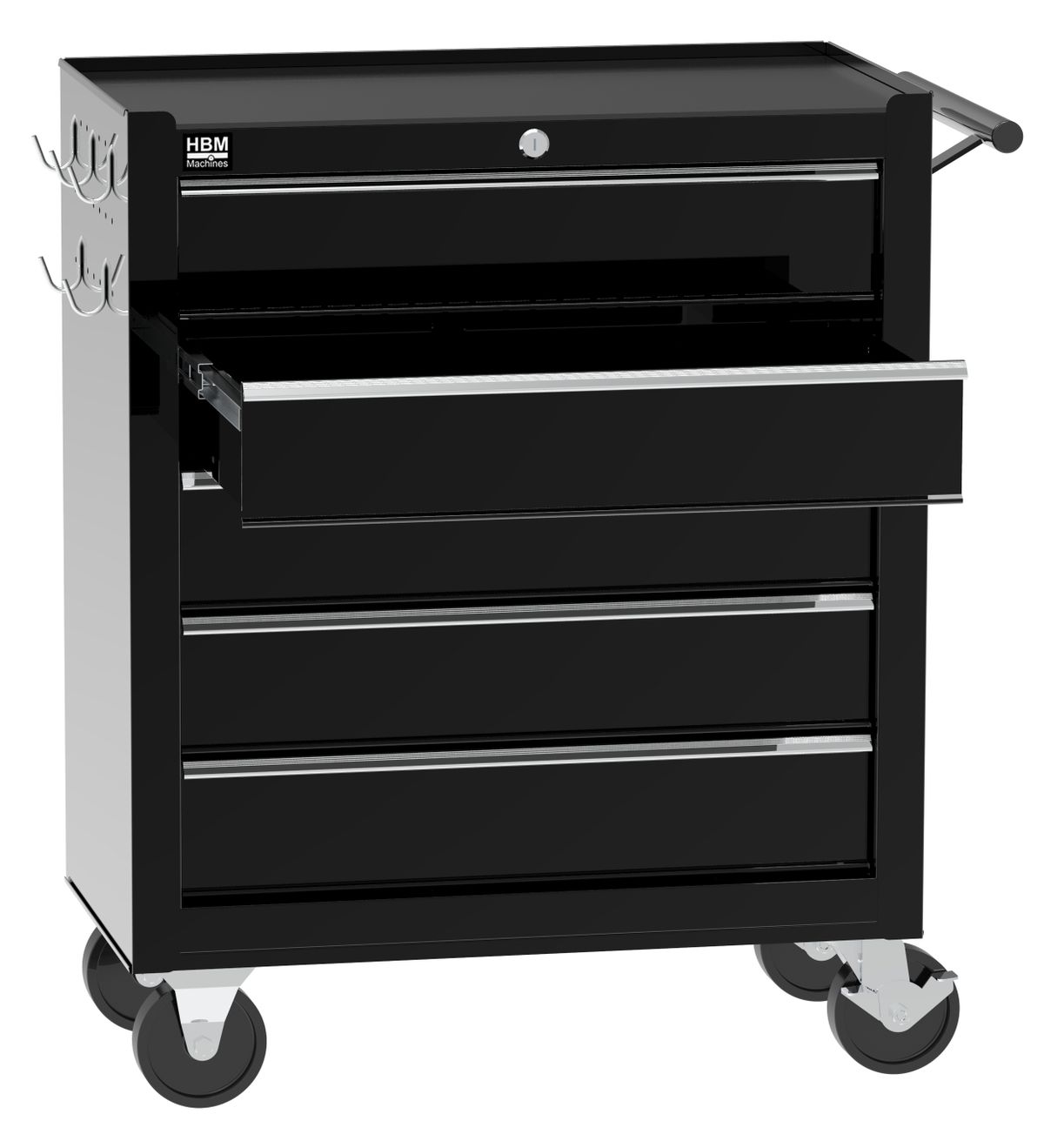 Количка за инструменти HBM H133262, 5 чекмеджета, 62 см, черен цвят