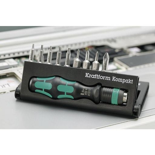 Комплект отвертка със сменяеми накрайници двустранна Wera Kraftform Kompakt 12, 9 бр. (05135942001)