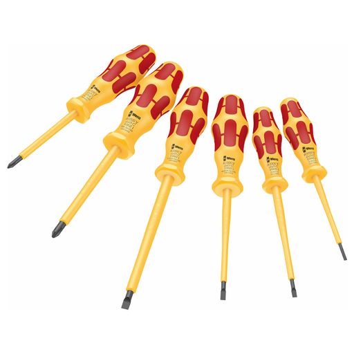 Комплект електрически отвертки Wera Kraftform VDE 1060 i/1062 i/6, 1000V VDE, SB/PH 6 бр. - от Etools.bg Комплект електрически отвертки Wera Kraftform VDE 1060 i/1062 i/6, 1000V VDE, SB/PH 6 бр. (05051575001)