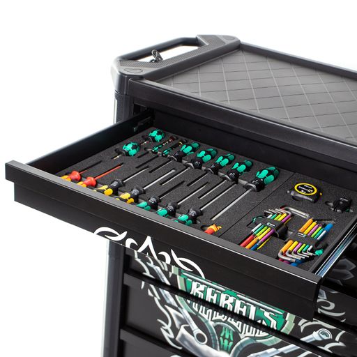 Метален подвижен шкаф с инструменти Wera 9700 Tool Rebel, 95 бр., 785x518x1020 мм, 250 кг, черен (05150130001)