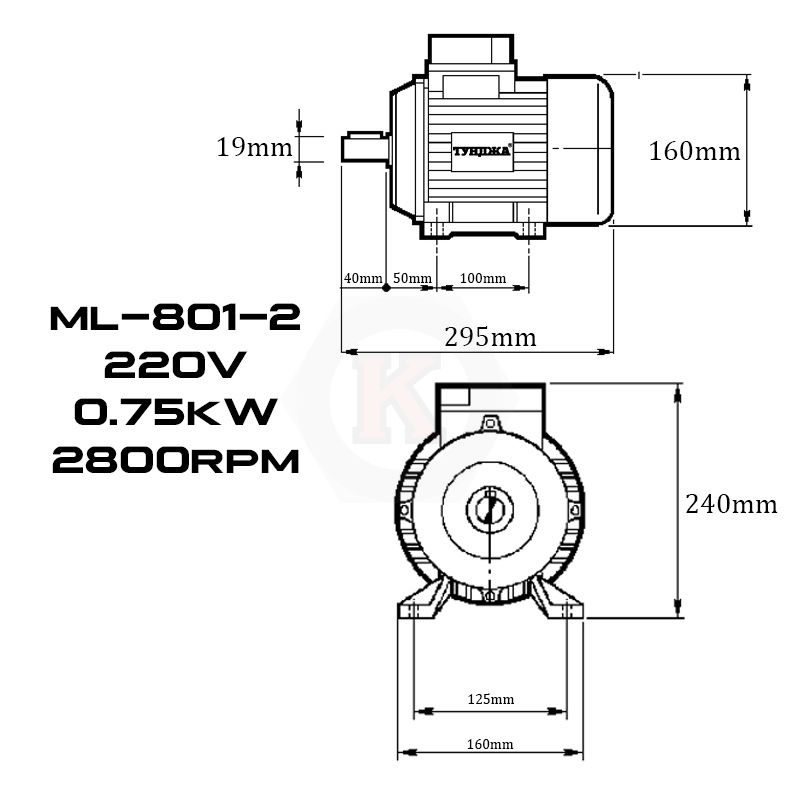 Електродвигател монофазен Тунджа ML801-2, 750 W, 2800 об/мин - от Etools.bg Електродвигател монофазен Тунджа ML801-2, 750 W, 2800 об/мин (700326)