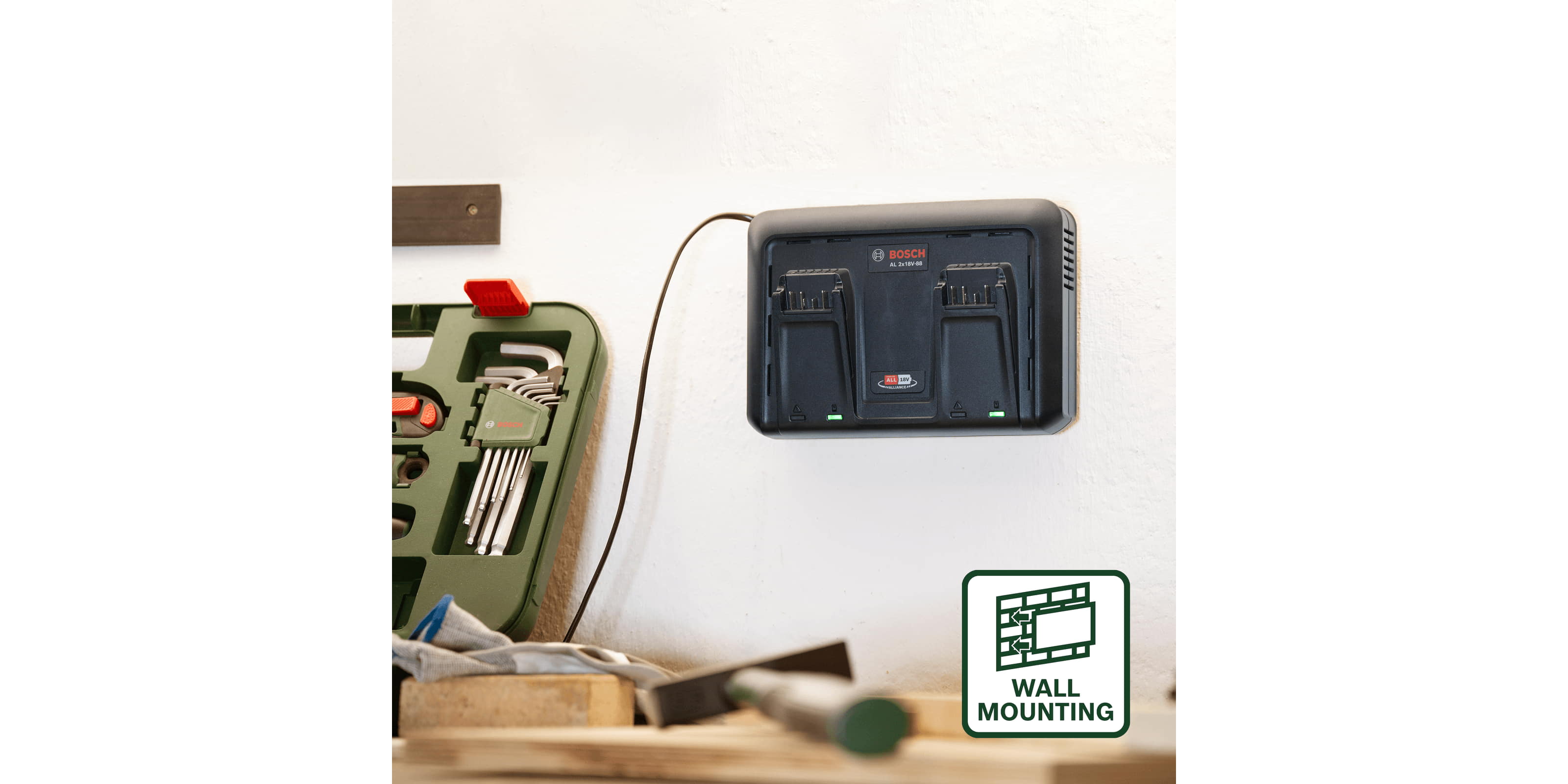 Двойно зарядно устройство Bosch AL 2x18V-88, 230 V, 4.4 A, 18 V (1600A03607)