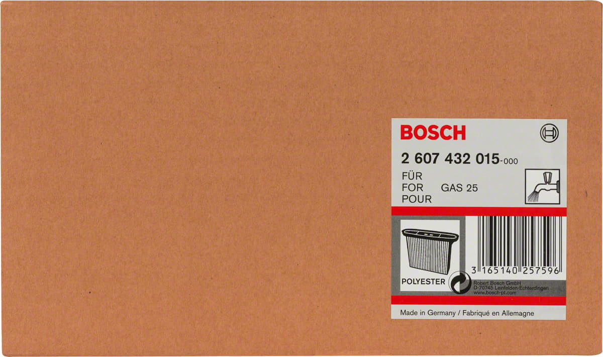 Нагънат филтър от полиестер Bosch Professional, 4300 см2, 257x69x187 мм (2607432015)