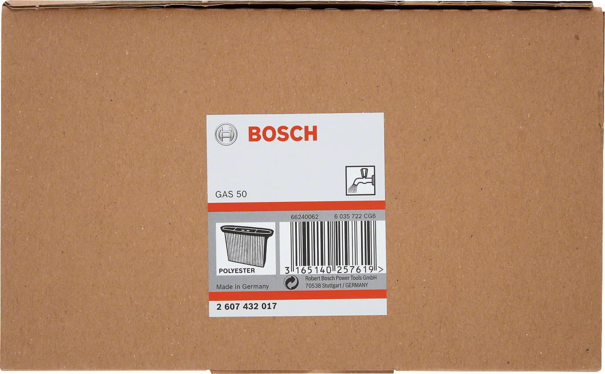 Нагънат филтър от полиестер Bosch Professional, 8600 см2, 257x69x187 мм (2607432017)