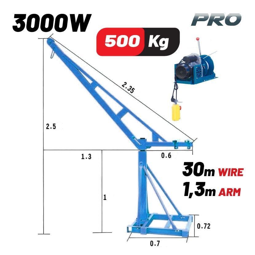 Електрически телфер Bormann Pro BPA6100, 3000 W, 500 кг (077343)