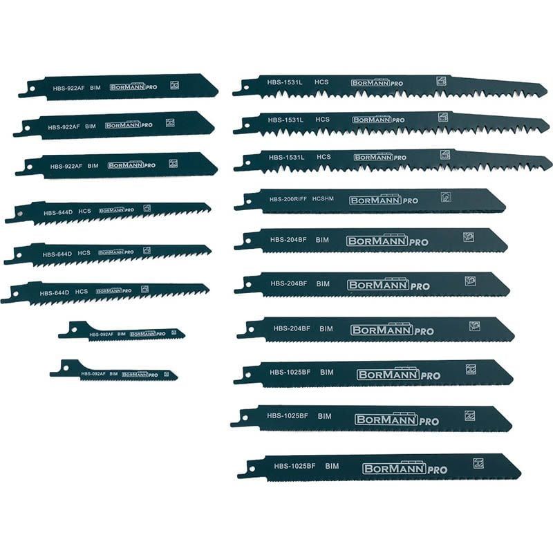 Комплект ножчета за саблен трион Bormann Pro BHT1640, 18 части (035503) - от Etools.bg Комплект ножчета за саблен трион Bormann Pro BHT1640, 18 части (035503)