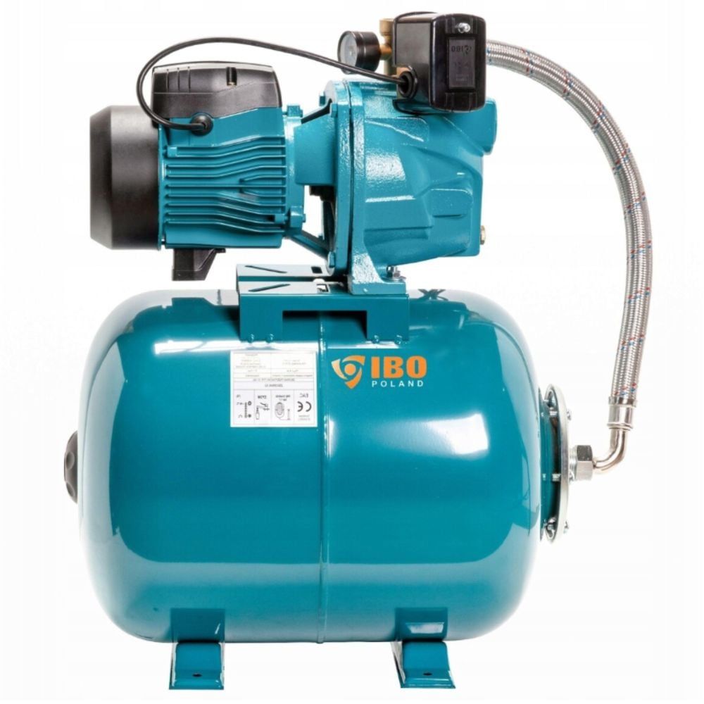 Електрическа монофазна хидрофорна самозасмукваща помпа за вода IBO JSW 100 24, 1100 W, 24 л, 45 м, 70 л/мин (001760)