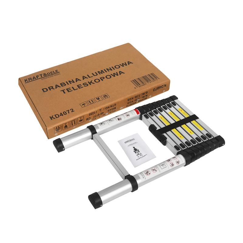 Алуминиева телeскопична стълба Kraft&Dele KD4072, 2.6 м, 150 кг