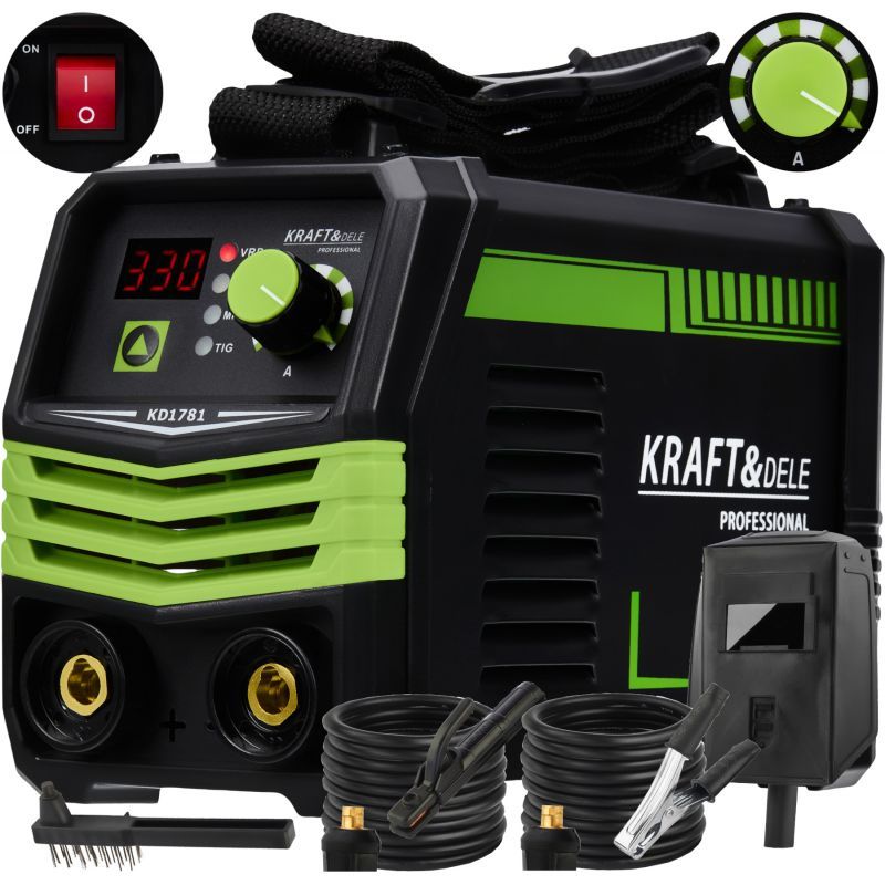 Електрически инверторен електрожен Kraft&Dele KD1781, 20–330 A, MMA, TIG LIFT